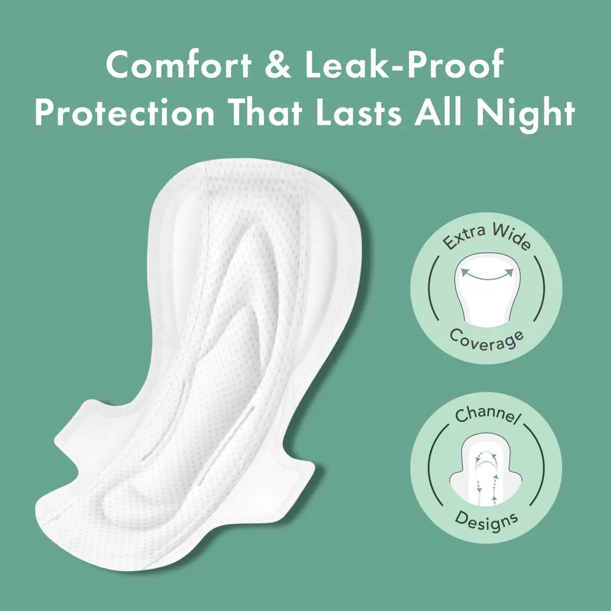 Rael Organic Cotton Cover Sanitary Pads XL Overnight, 12 Count | Hypoallergenic & Breathable for Sensitive Skin - view 2