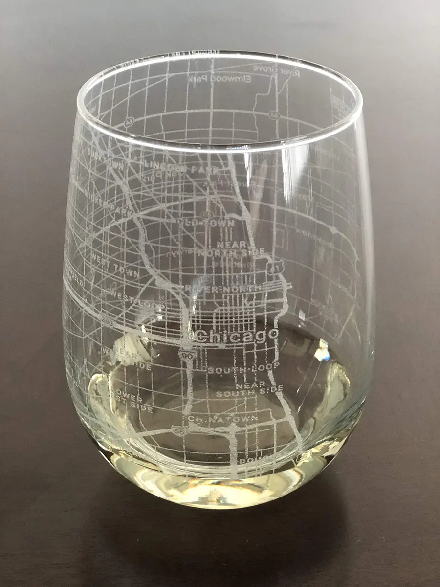 Or Something Stemless 17oz Wine Glass Urban City Map Chicago Illinois | Dishwasher Safe, Made in USA - main product image