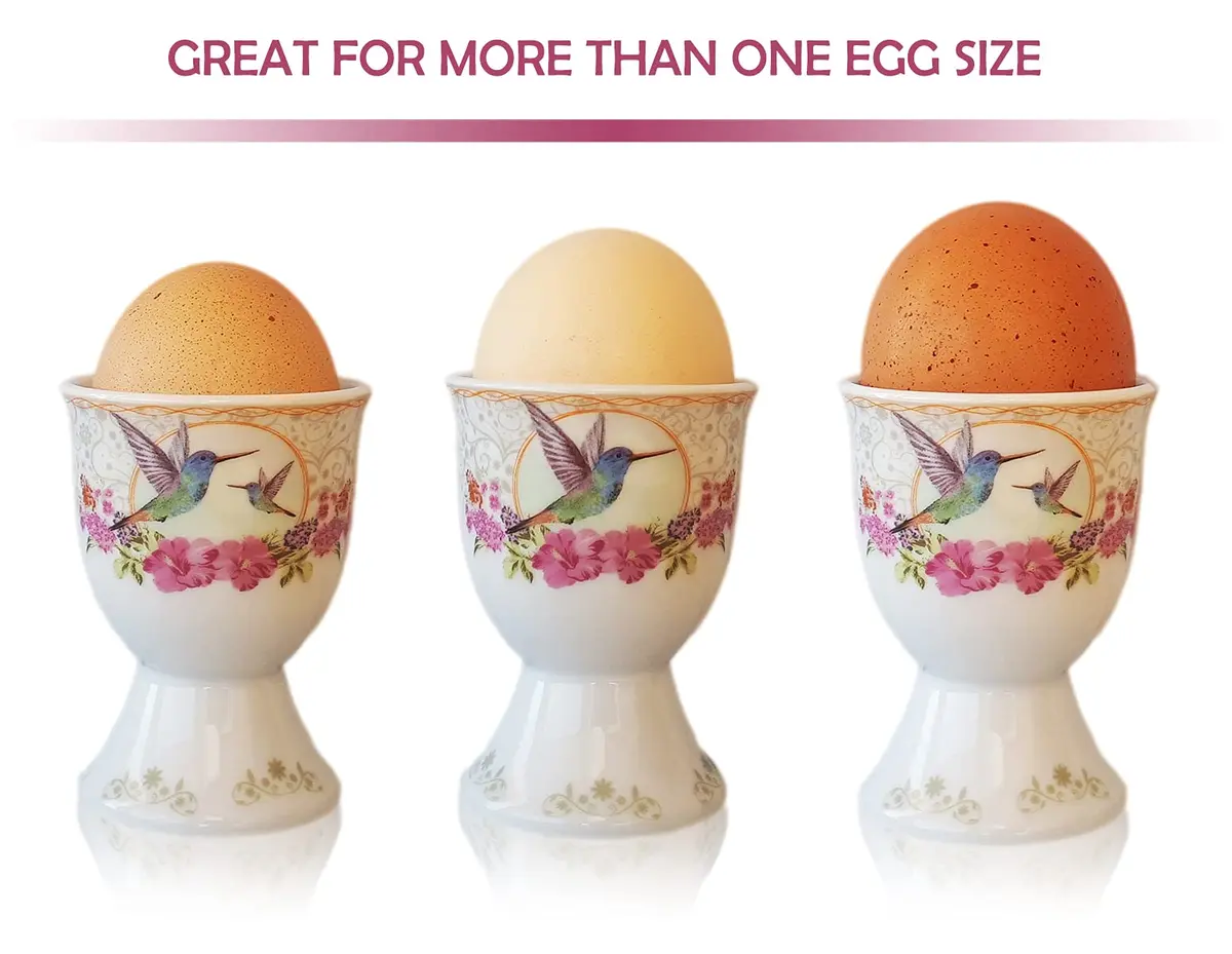 NobleEgg Egg Cups for Soft Boiled Eggs | Vintage Porcelain Holders & Stainless Steel Spoons - view 7