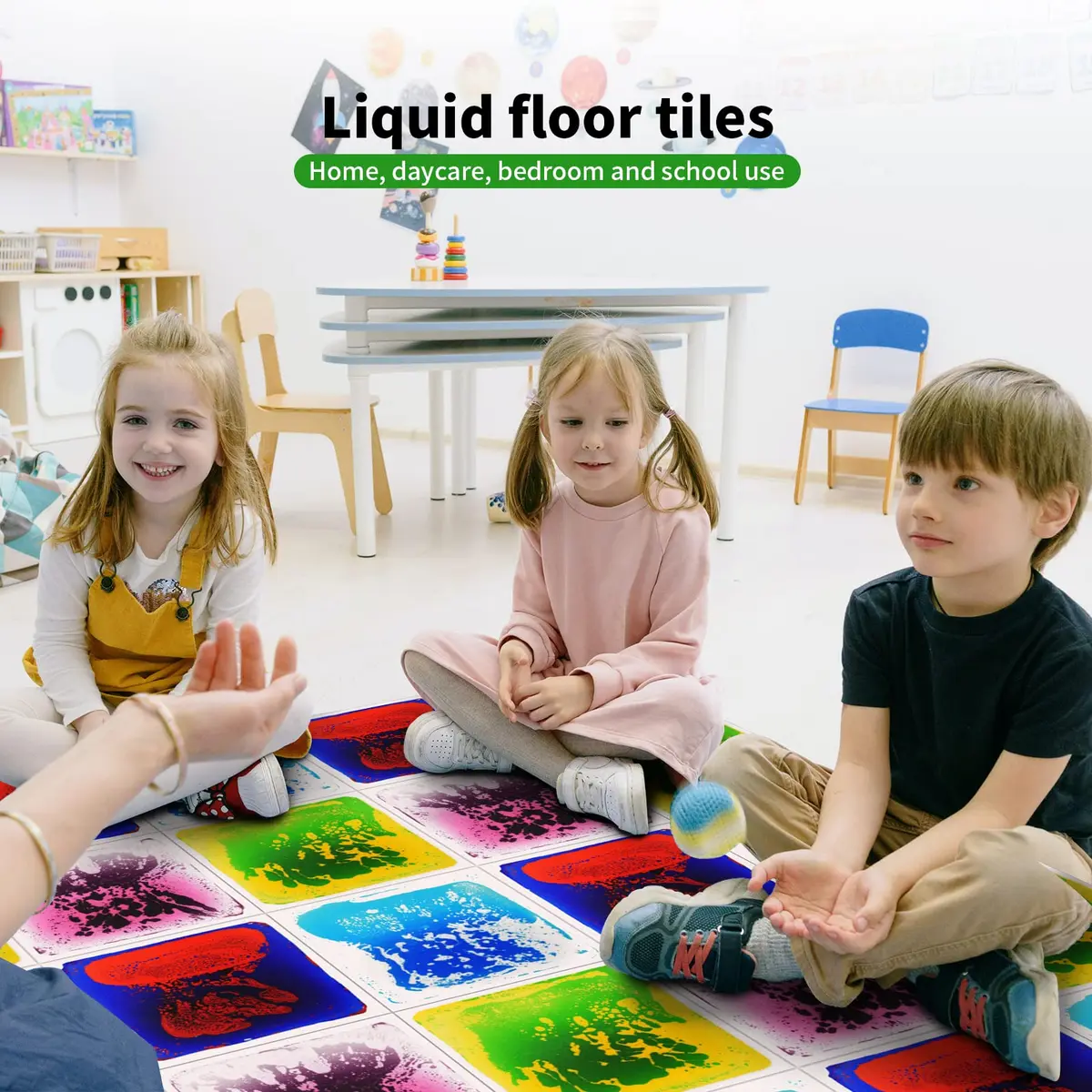 LONGKING Sensory Tiles for Children 12" x 12" | Liquid Floor Tiles for Sensory Play - view 4