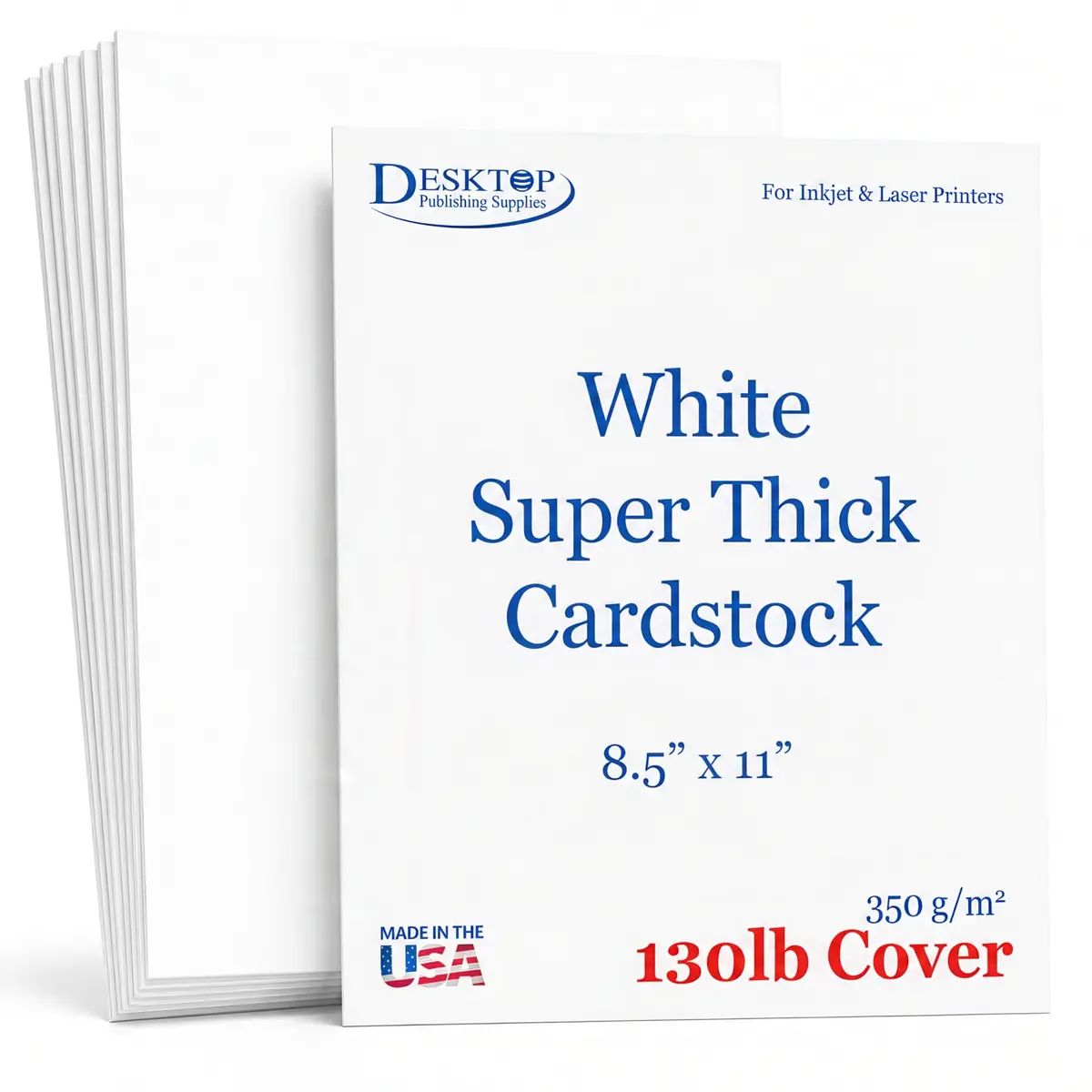 Desktop Publishing Supplies Extra Heavy Duty Bright White Cardstock 130lb Cover (350gsm) 8.5" x 11" - 100 Sheets | Ultra Heavy Matte Paper for Commercial Printing - main product image