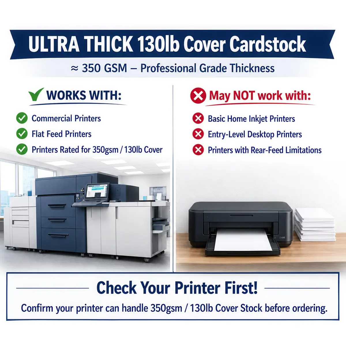 Desktop Publishing Supplies Extra Heavy Duty Bright White Cardstock 130lb Cover (350gsm) 40 Sheets 8.5" x 11" | Commercial Printing & Invitations - view 7
