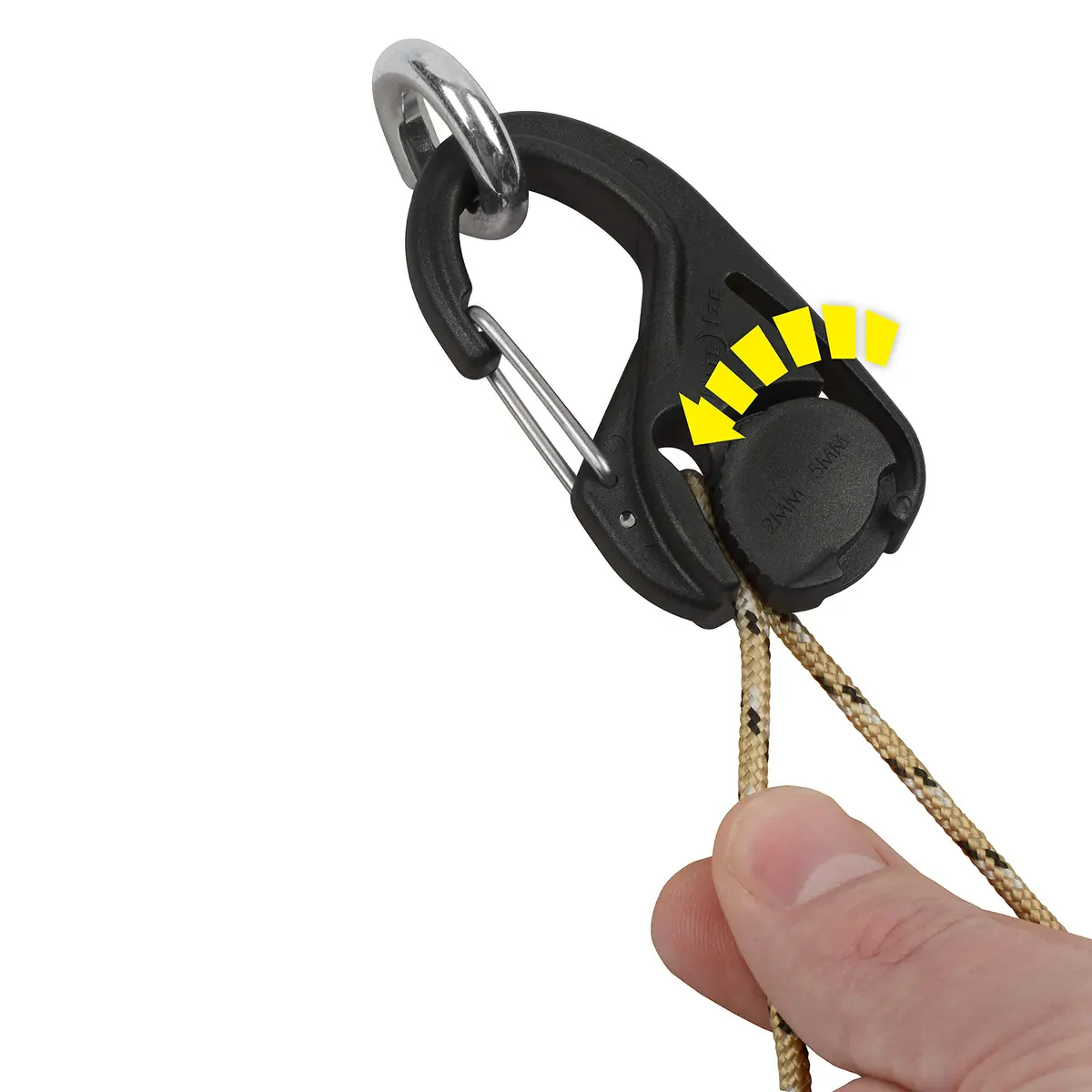 Nite Ize CamJam Cord Tightener with Carabiner Clip - Plastic Carabiner & Stainless Steel Lock - Utility Rope & Cord Tightener - Black - view 4