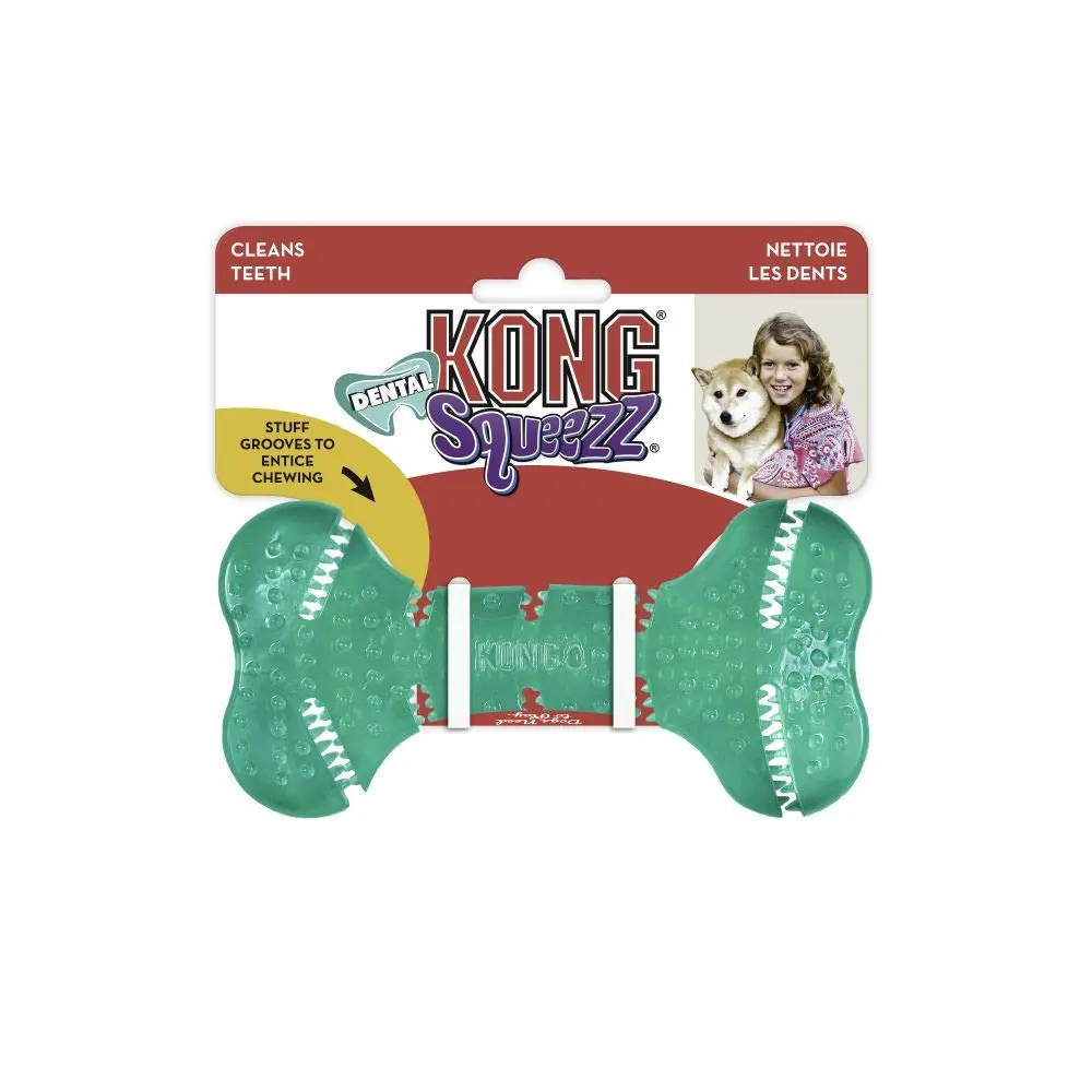 KONG Squeezz Dental Bone Chew Toy for Medium/Large Dogs | Flexible Teeth Cleaning Toy - view 3