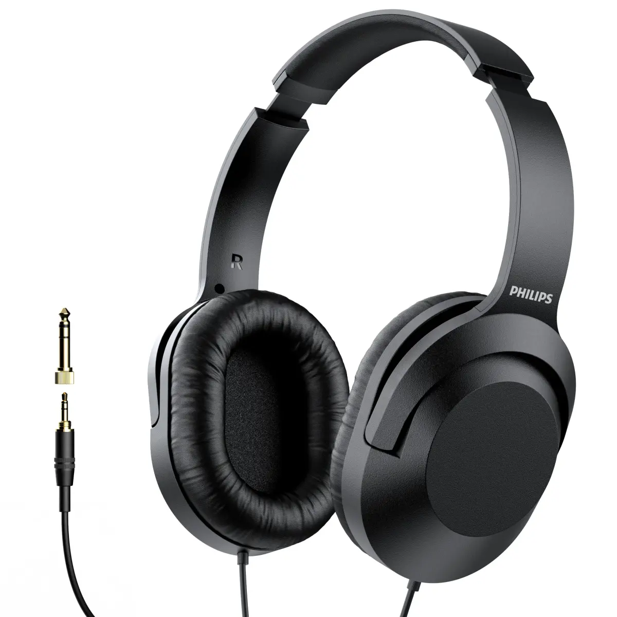 PHILIPS Over Ear Wired Stereo Headphones (2-Pack, Black) | Studio Monitoring & Recording Headset with 3.5mm & 6.3mm Adapters - main product image