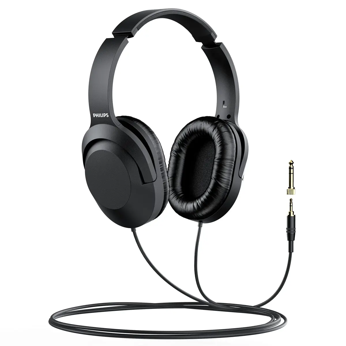 PHILIPS Over Ear Wired Stereo Headphones (2-Pack, Black) | Studio Monitoring & Recording Headset with 3.5mm & 6.3mm Adapters - view 7