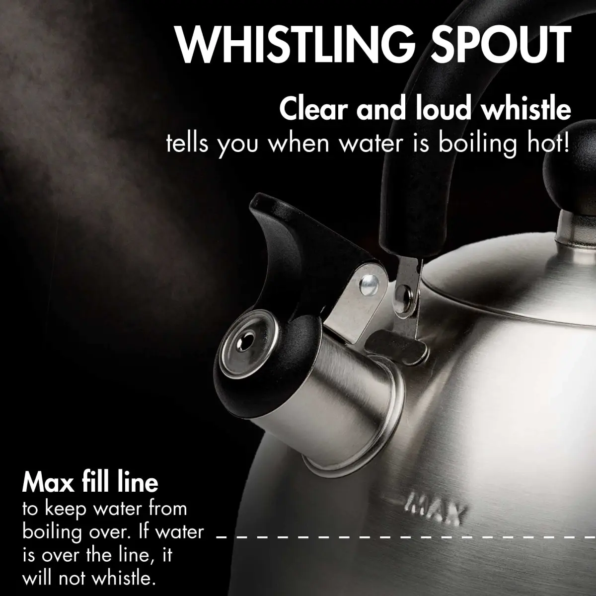 Primula Stewart Whistling Tea Kettle 1.5-Quart (1.42 L) | Fast Boil Stainless Steel Stovetop Kettle - view 5