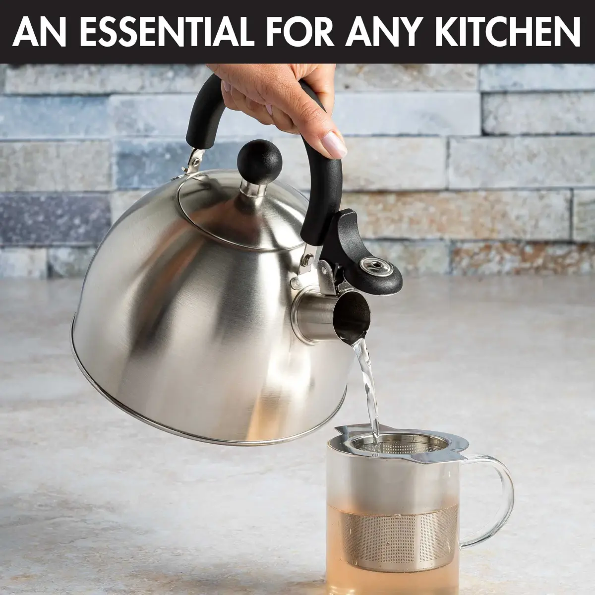 Primula Stewart Whistling Tea Kettle 1.5-Quart (1.42 L) | Fast Boil Stainless Steel Stovetop Kettle - view 2