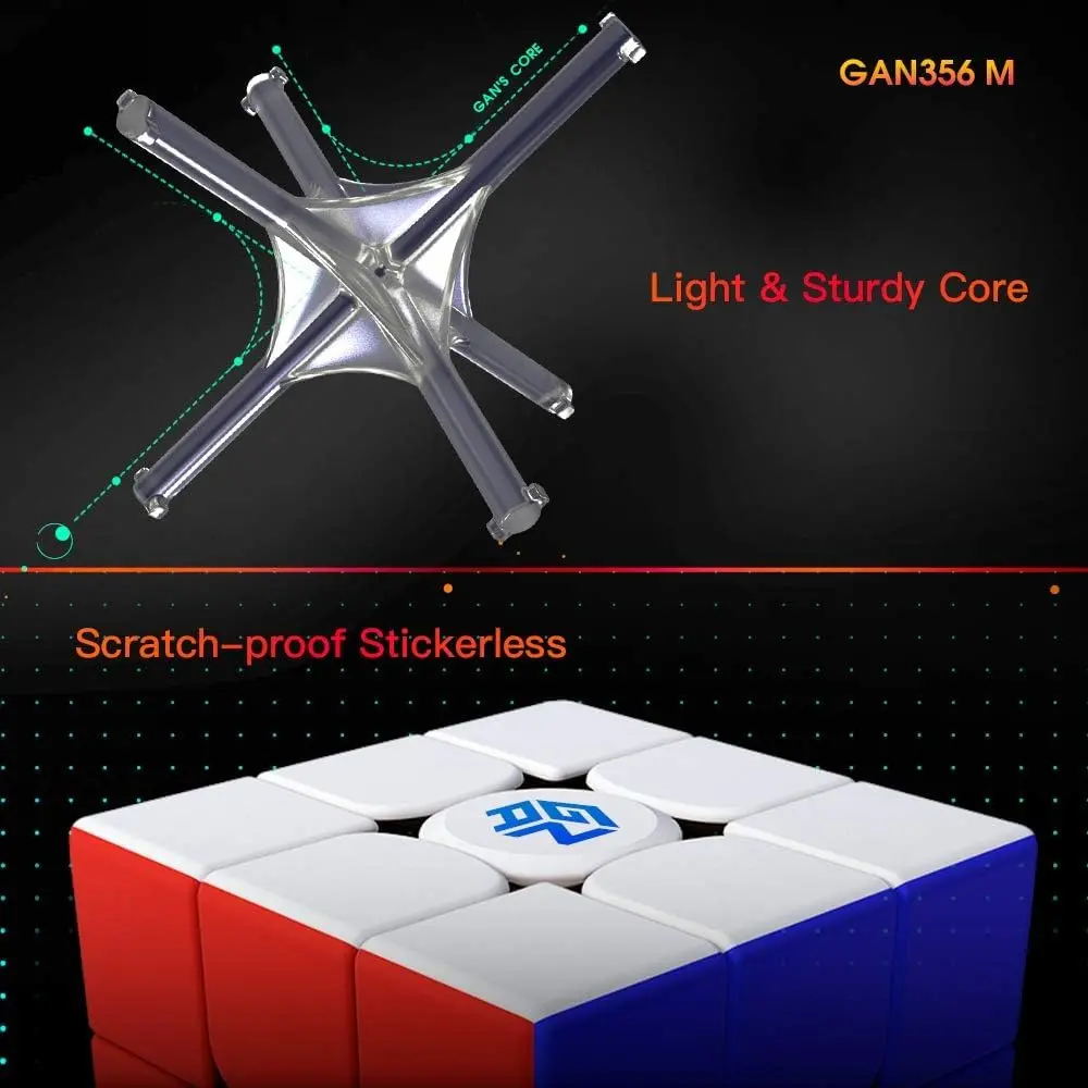 GAN 356 M Frosted Speed Cube 3x3 Magnetic Puzzle for Kids | Magnetic, Stickerless, 2020 Model - view 6