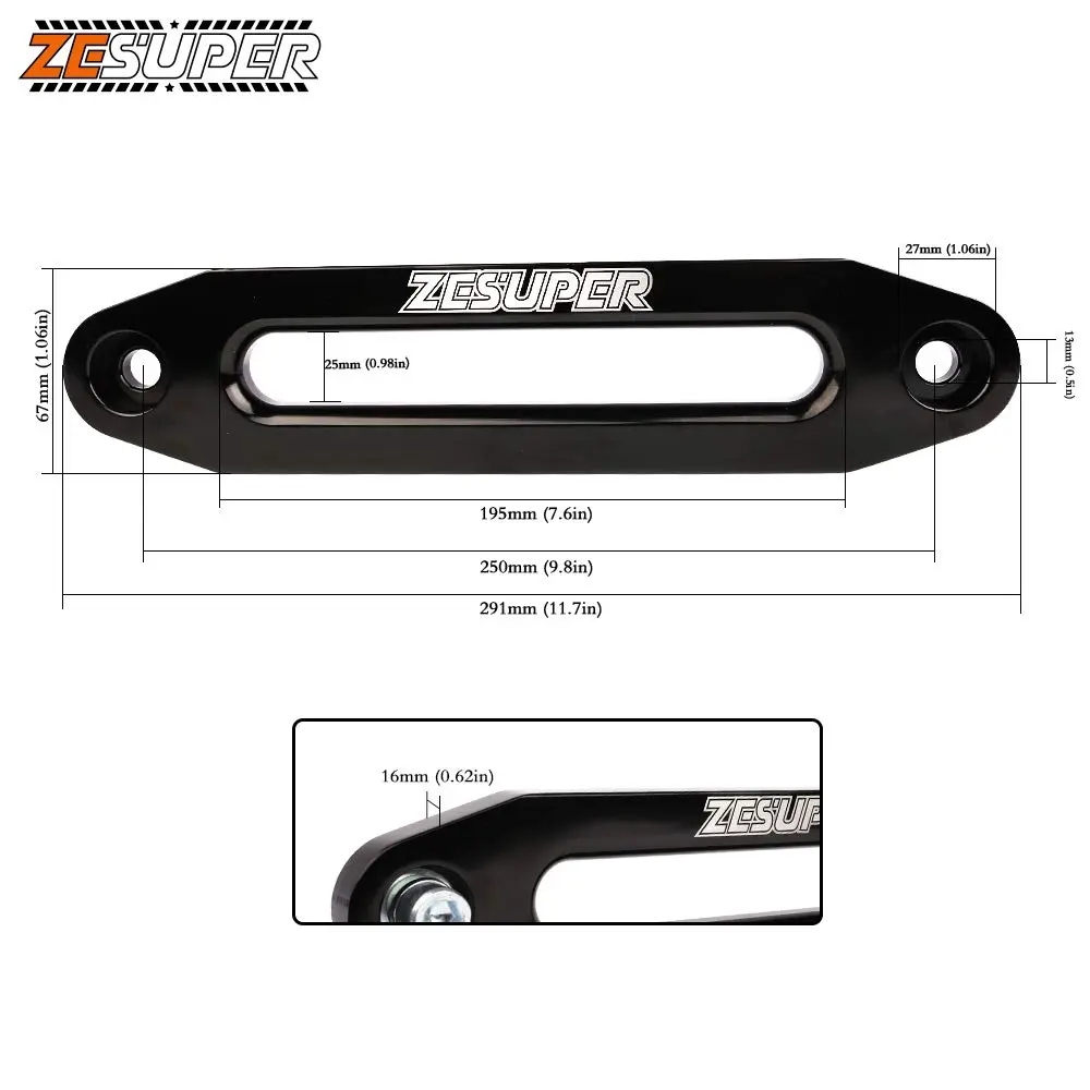ZESUPER Universal 10" Aluminium Winch Hawse Fairlead for 8000-13000LBS Winch | Aluminium, Synthetic Rope Compatible - view 2