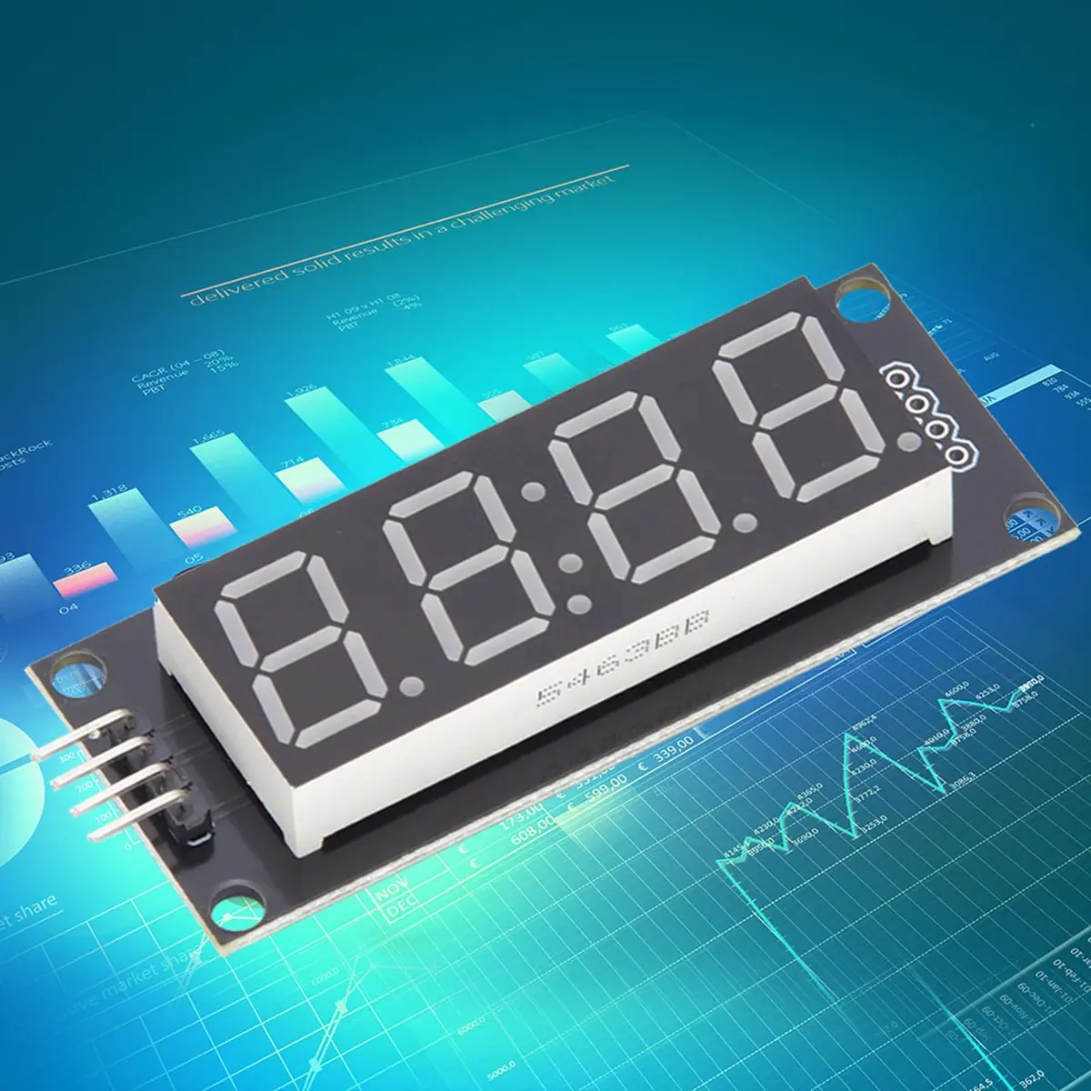Hyuduo 4-Digit 7-Segment LED Display Module with TM1637 IC, Blue LEDs | Raspberry Pi Compatible - view 5