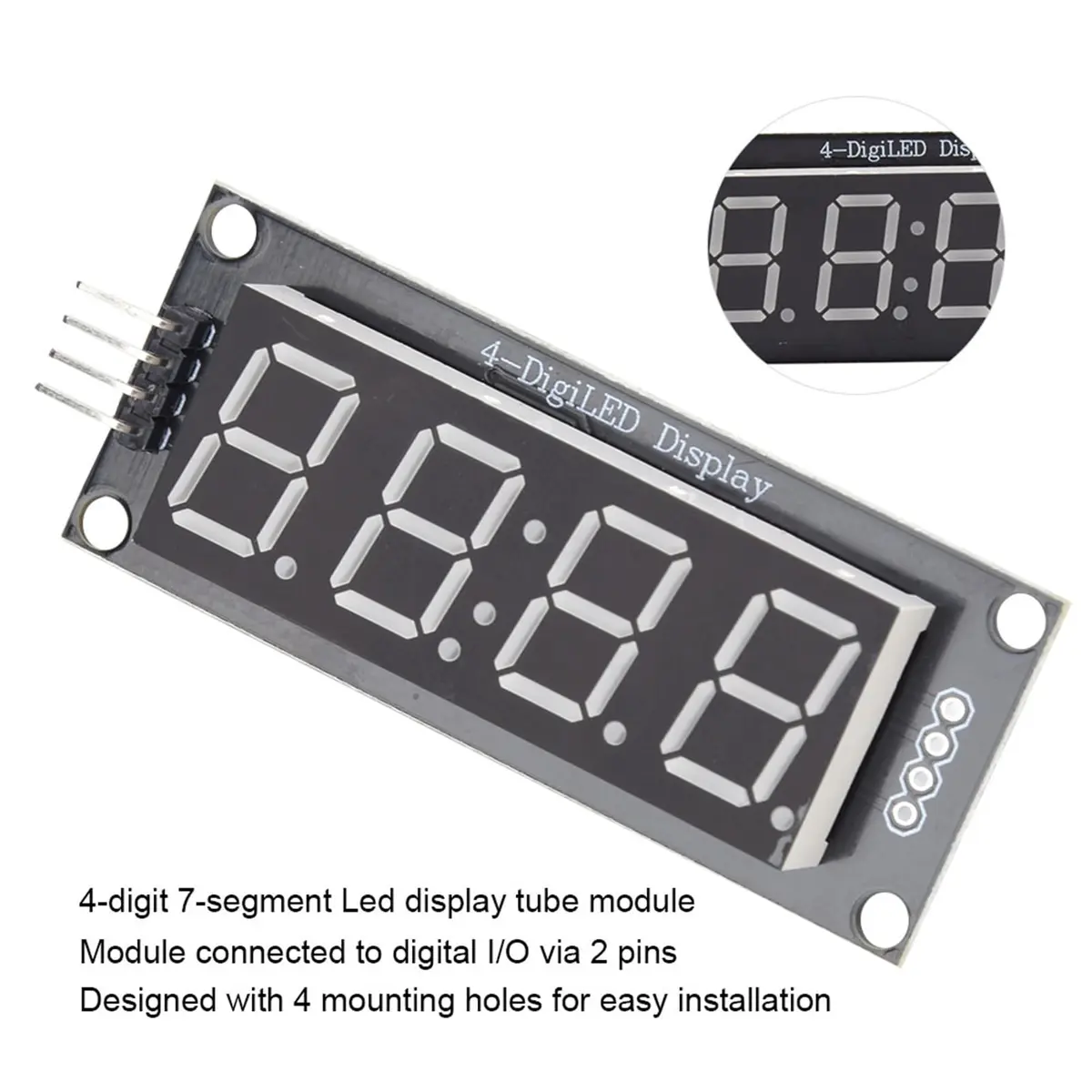 Hyuduo 4-Digit 7-Segment LED Display Module with TM1637 IC, Blue LEDs | Raspberry Pi Compatible - view 6