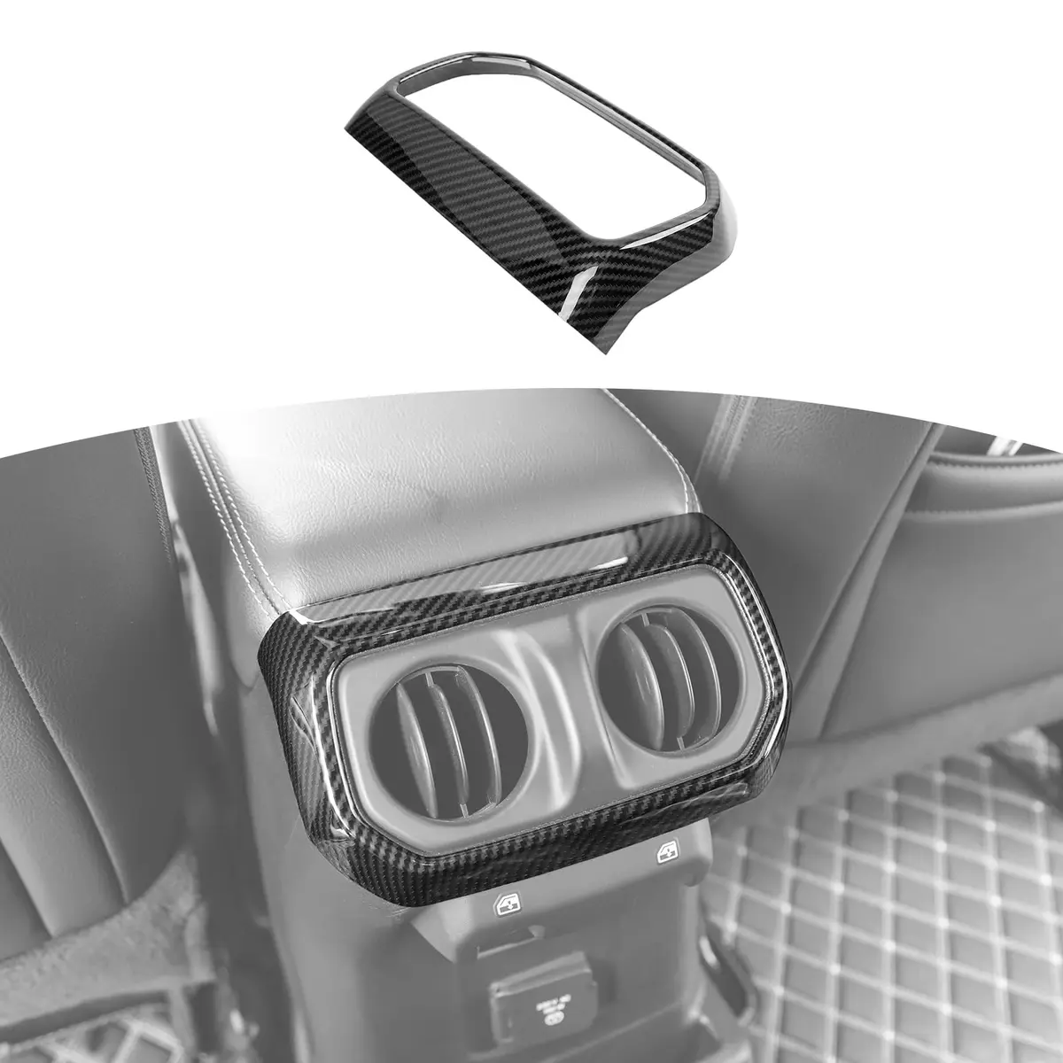 RT-TCZ Rear AC Vent Cover Trim for Jeep Wrangler JLU 2018-Present & Gladiator JT 4-Door 2020-Present Black Carbon Fiber Interior Accessories - main product image