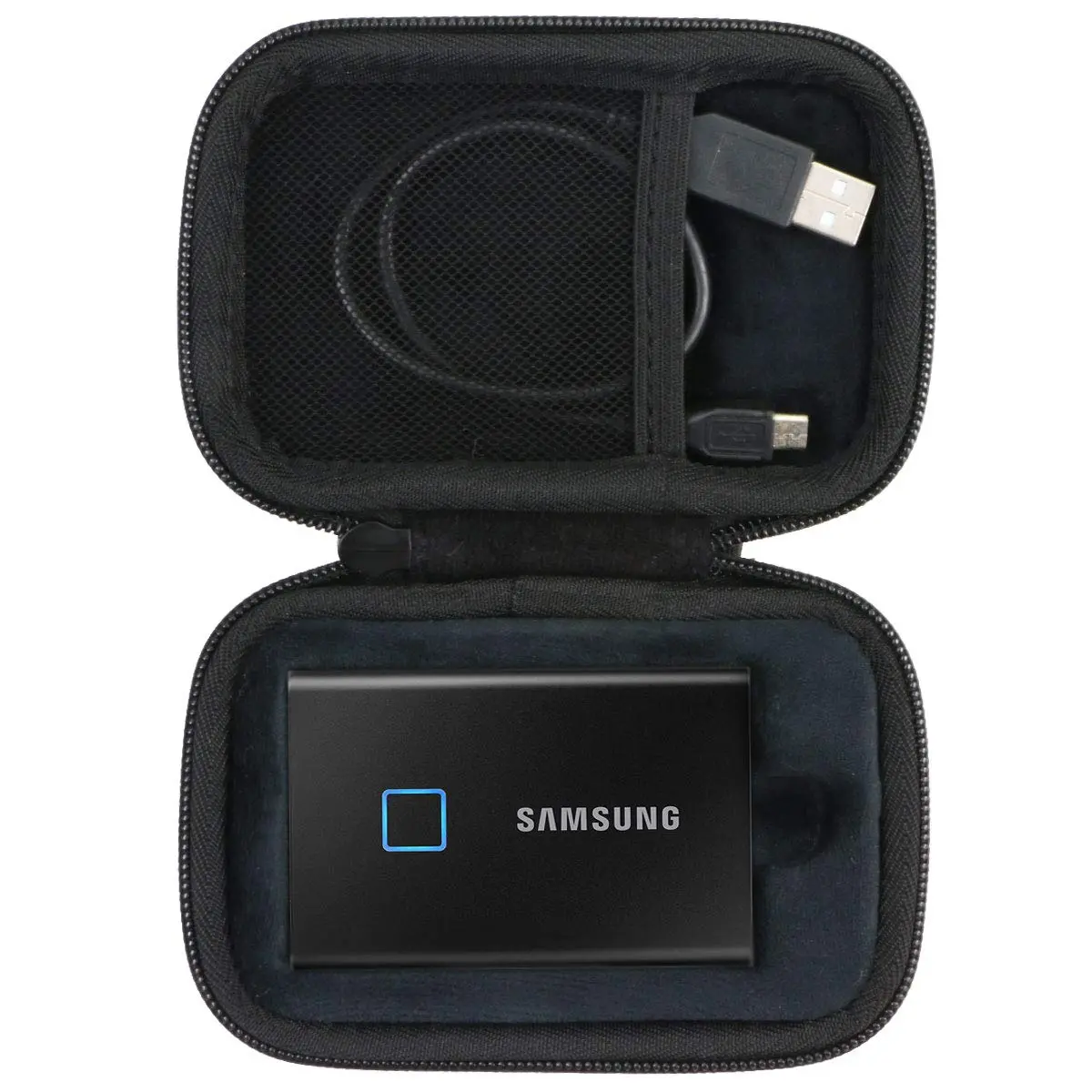 co2CREA Hard Travel Case for Samsung T7 Touch Portable SSD, Black | Shockproof Dustproof Water-Resistant - main product image