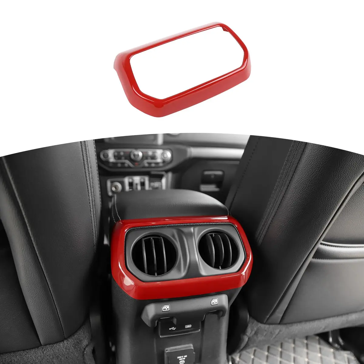 RT-TCZ Red Rear Air AC Vent Cover Trim for Jeep Wrangler JLU & Gladiator JT 4-Door | ABS Plastic Interior Accessories - main product image