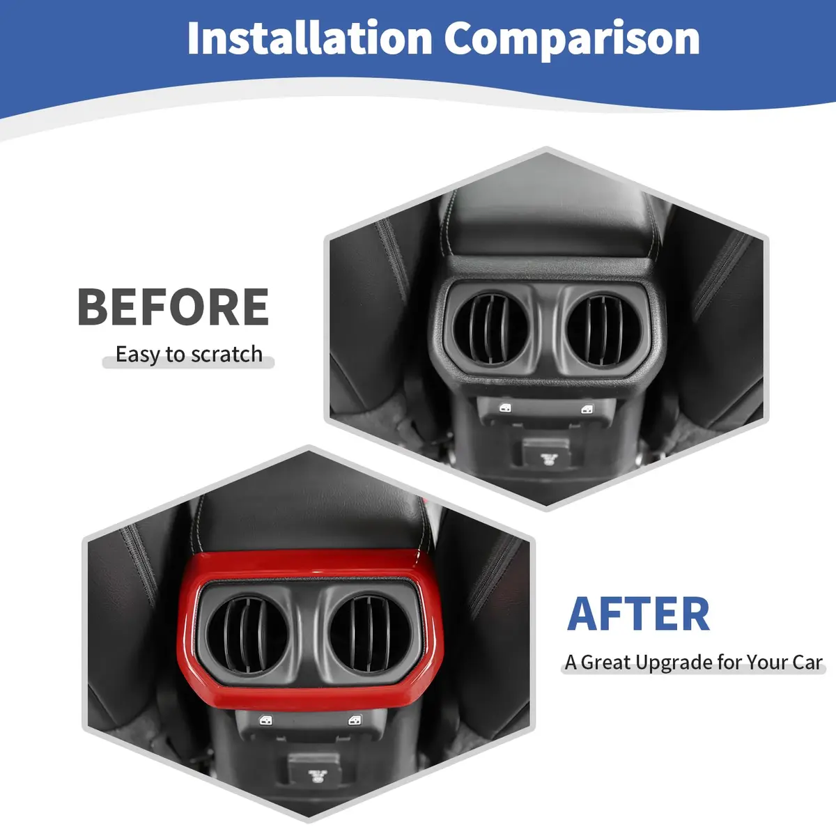 RT-TCZ Red Rear Air AC Vent Cover Trim for Jeep Wrangler JLU & Gladiator JT 4-Door | ABS Plastic Interior Accessories - view 2