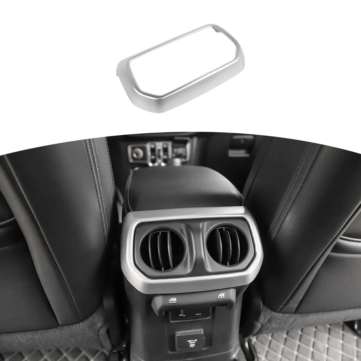 RT-TCZ Rear AC Vent Cover Trim for Jeep Wrangler JLU 2018-Present & Gladiator JT 2020-Present Silver (1 pc) - main product image