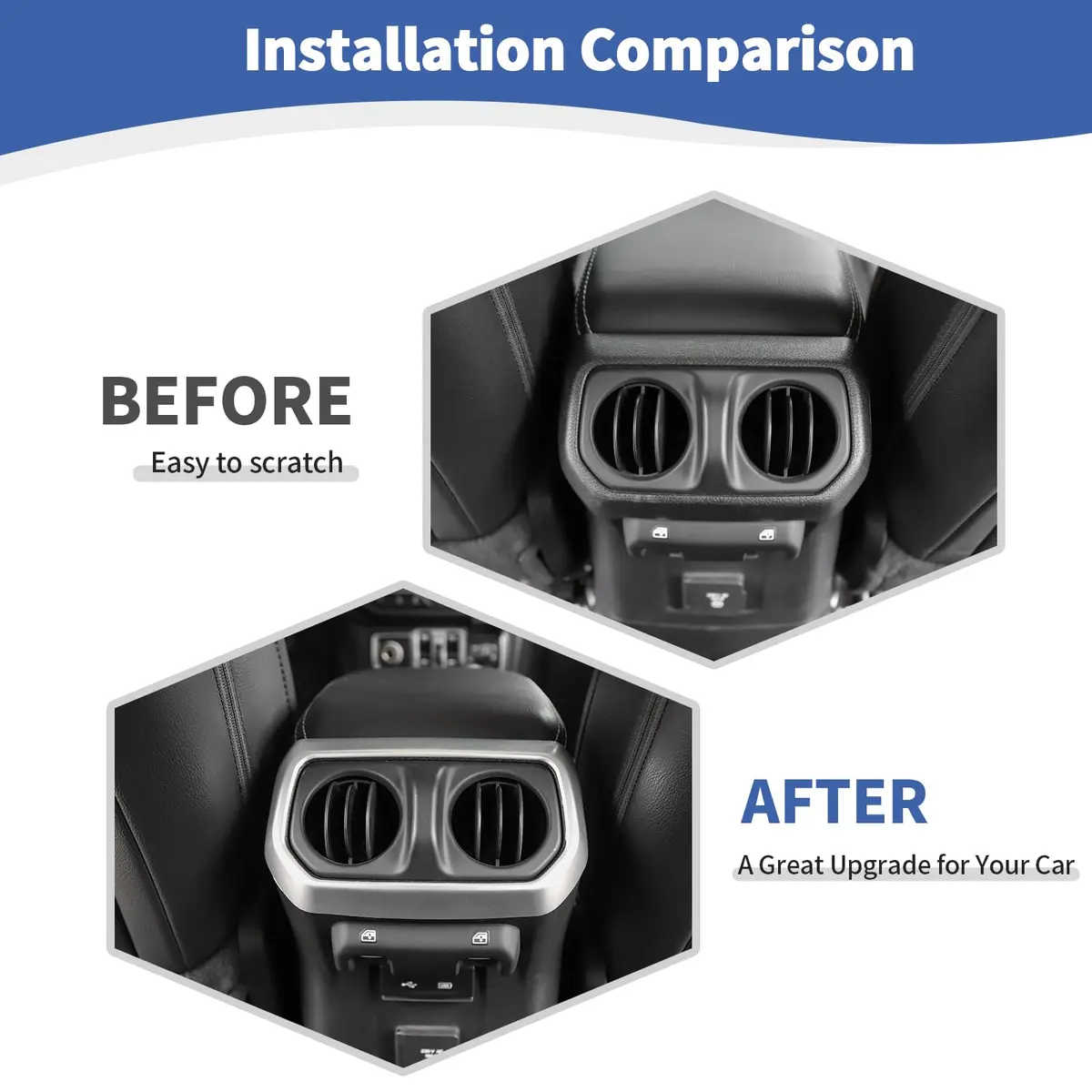 RT-TCZ Rear AC Vent Cover Trim for Jeep Wrangler JLU 2018-Present & Gladiator JT 2020-Present Silver (1 pc) - view 2