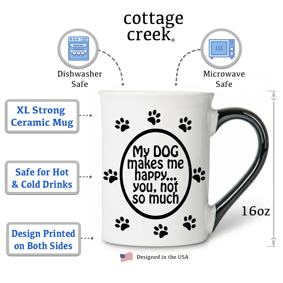 Cottage Creek Ceramic Dog Coffee Mug 16oz | Funny Dog Lover Gift for Men & Women - view 2