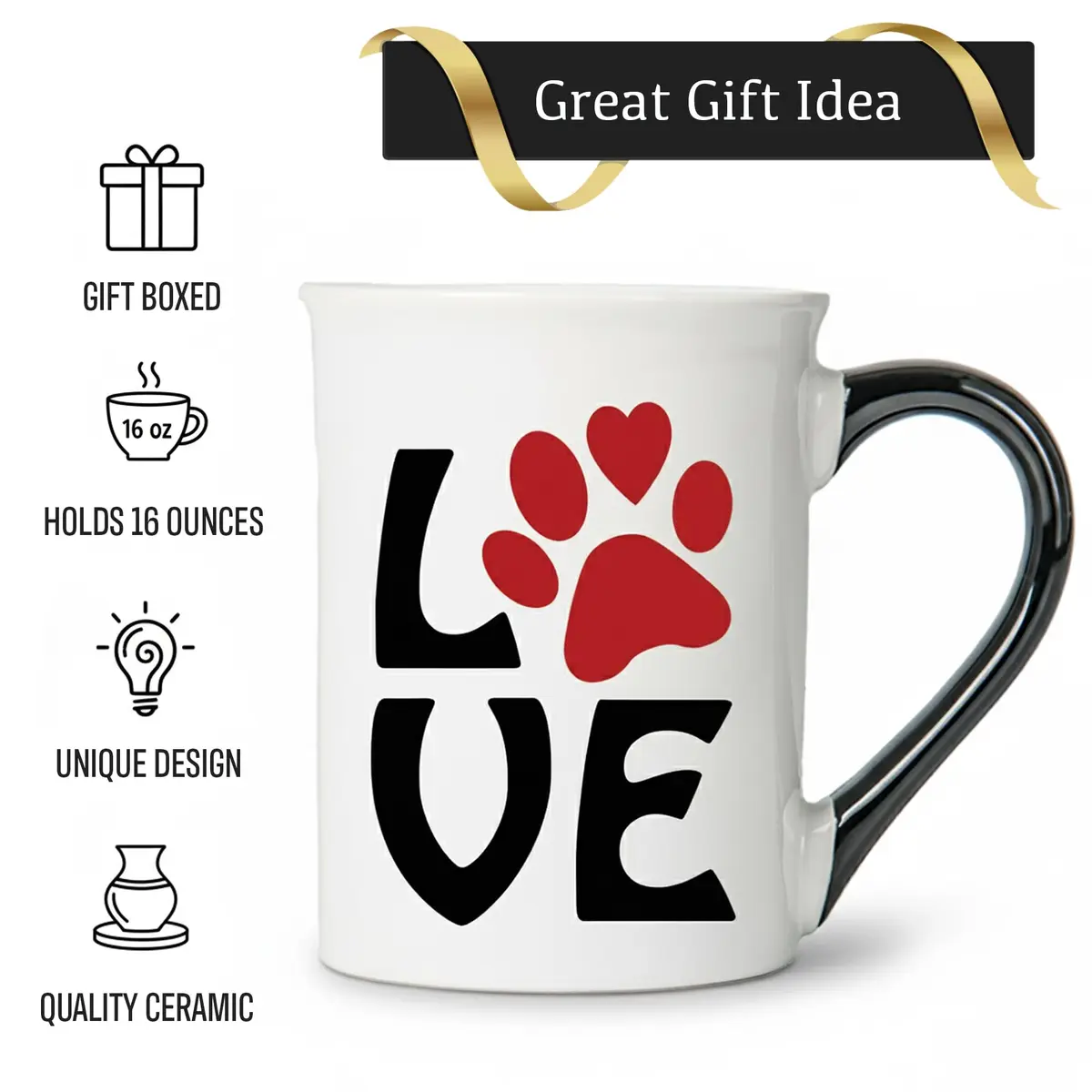 Cottage Creek Ceramic Dog Mom Coffee Mug, 16oz Pawprint | Dog Lover Gift for Women & Men - view 4