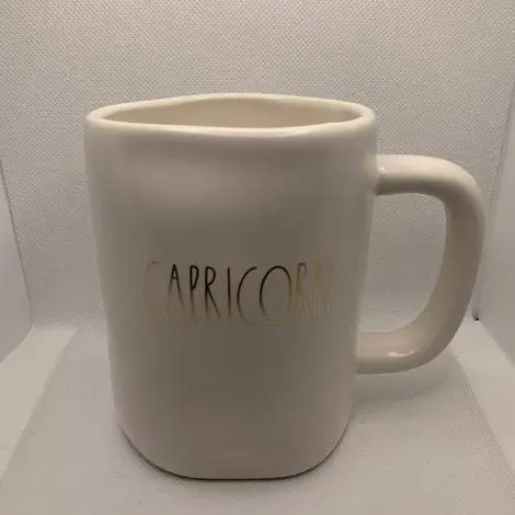 Rae Dunn CAPRICORN Zodiac Horoscope Astrological Sign Mug - Double sided - Gold LL lettering - ceramic - very rare! - main product image