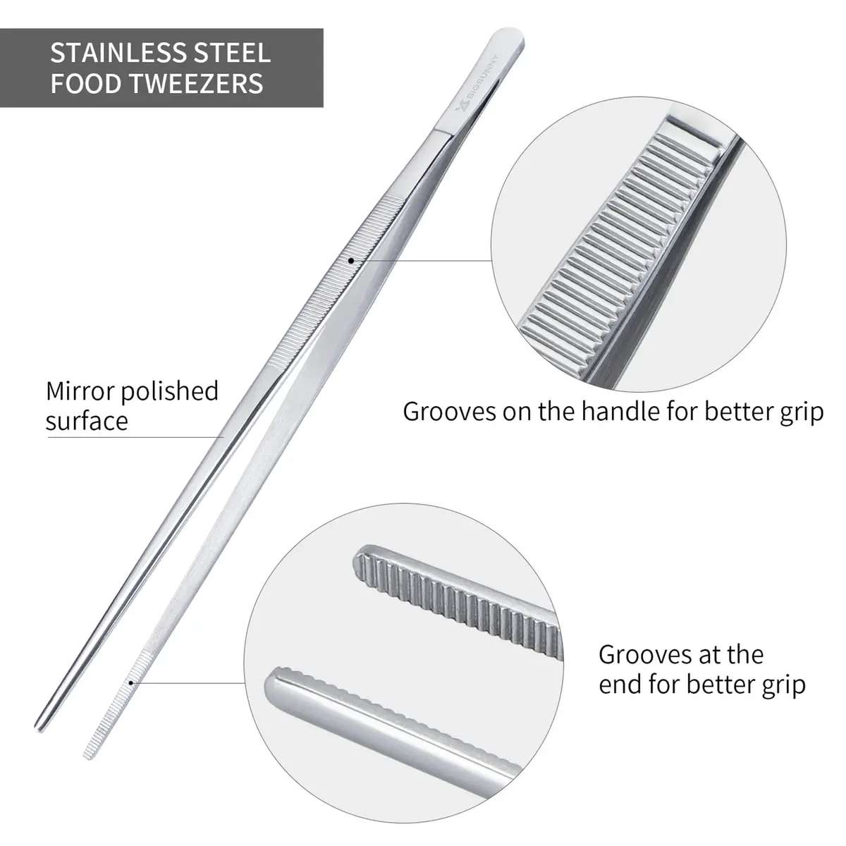 MSY BIGSUNNY Kitchen Tweezers Set of 2 | 12 Inch Stainless Steel Food Tongs for Precision Cooking & Serving - view 6