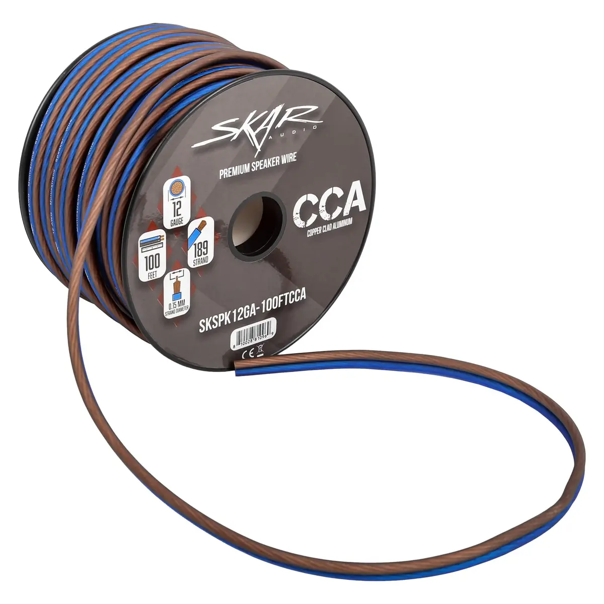 Skar Audio 12 Gauge AWG Speaker Wire - 100 Feet (Blue/Brown) | High-Quality Audio Connection - view 6