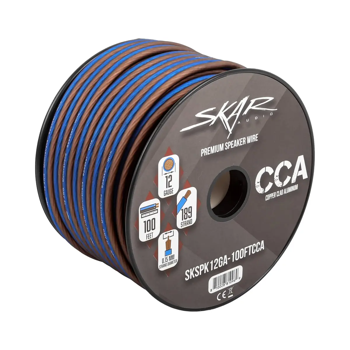 Skar Audio 12 Gauge AWG Speaker Wire - 100 Feet (Blue/Brown) | High-Quality Audio Connection - view 2