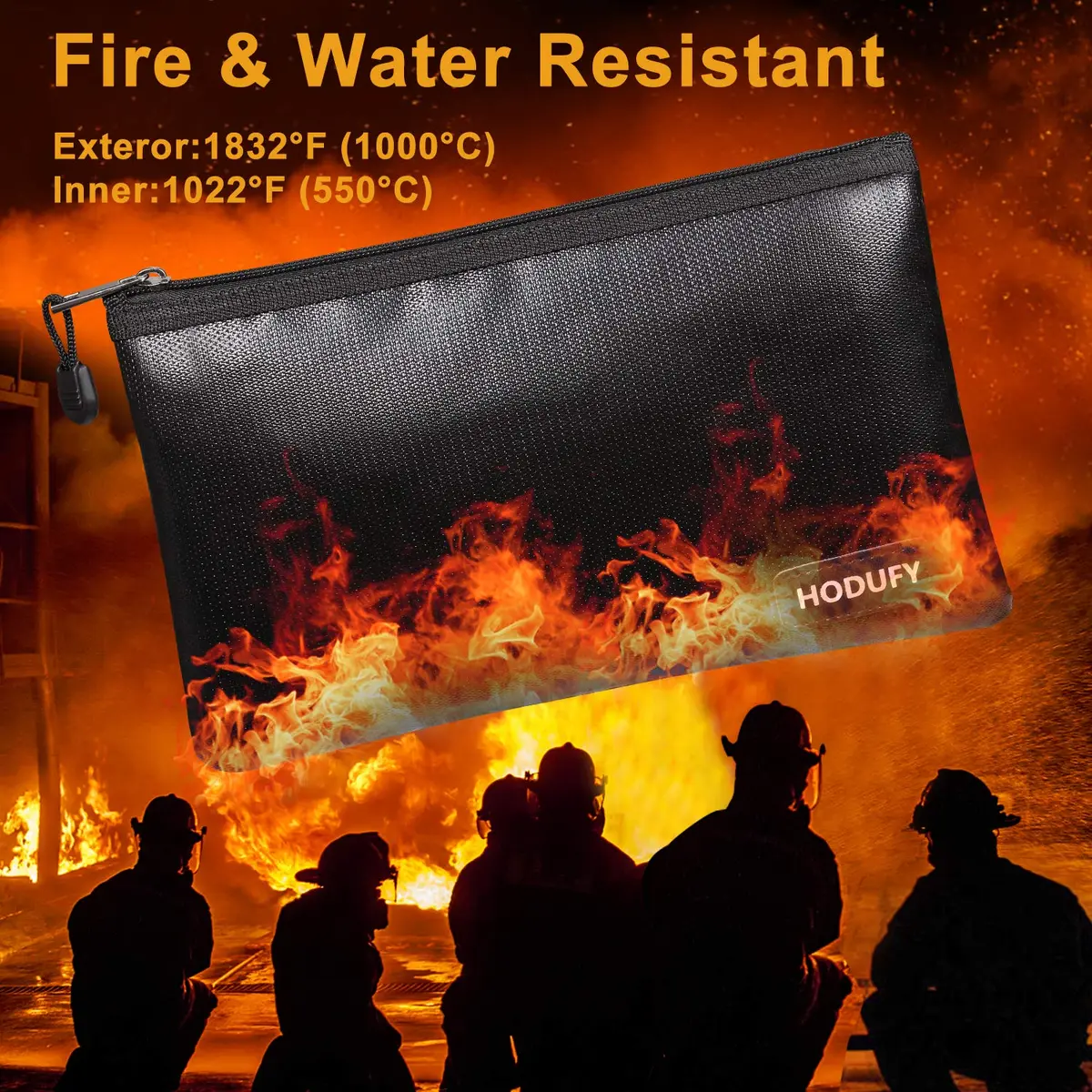 Hodufy Fireproof Money Bag - 10.6"x6.7" & 5"x8" | Fireproof & Waterproof Security Envelope - view 3