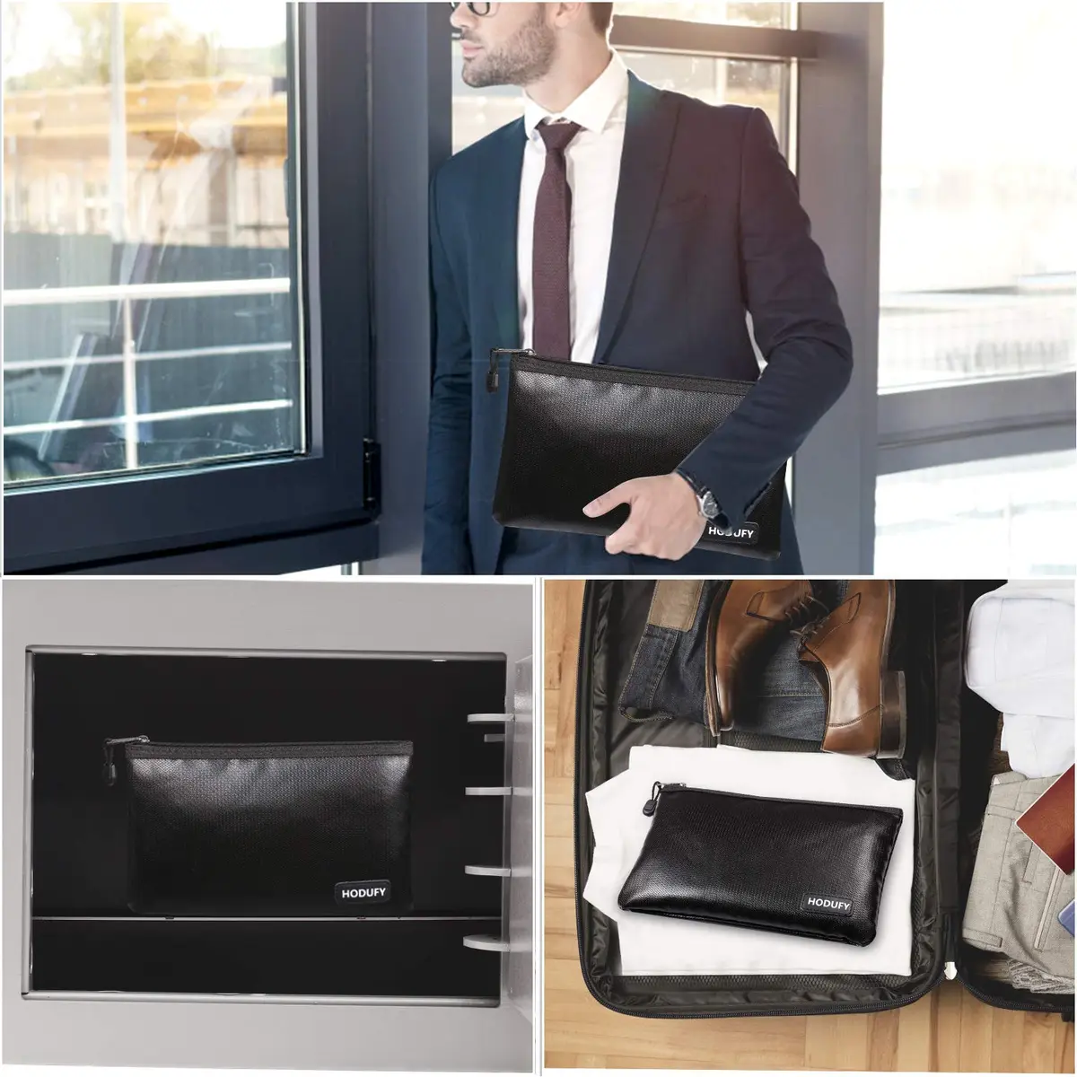 Hodufy Fireproof Money Bag - 10.6"x6.7" & 5"x8" | Fireproof & Waterproof Security Envelope - main product image