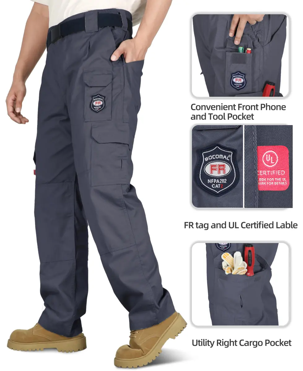 BOCOMAL Men's Flame Resistant Cargo Pants 32W x 30L | NFPA 2112 Certified, Water & Oil Resistant - view 6
