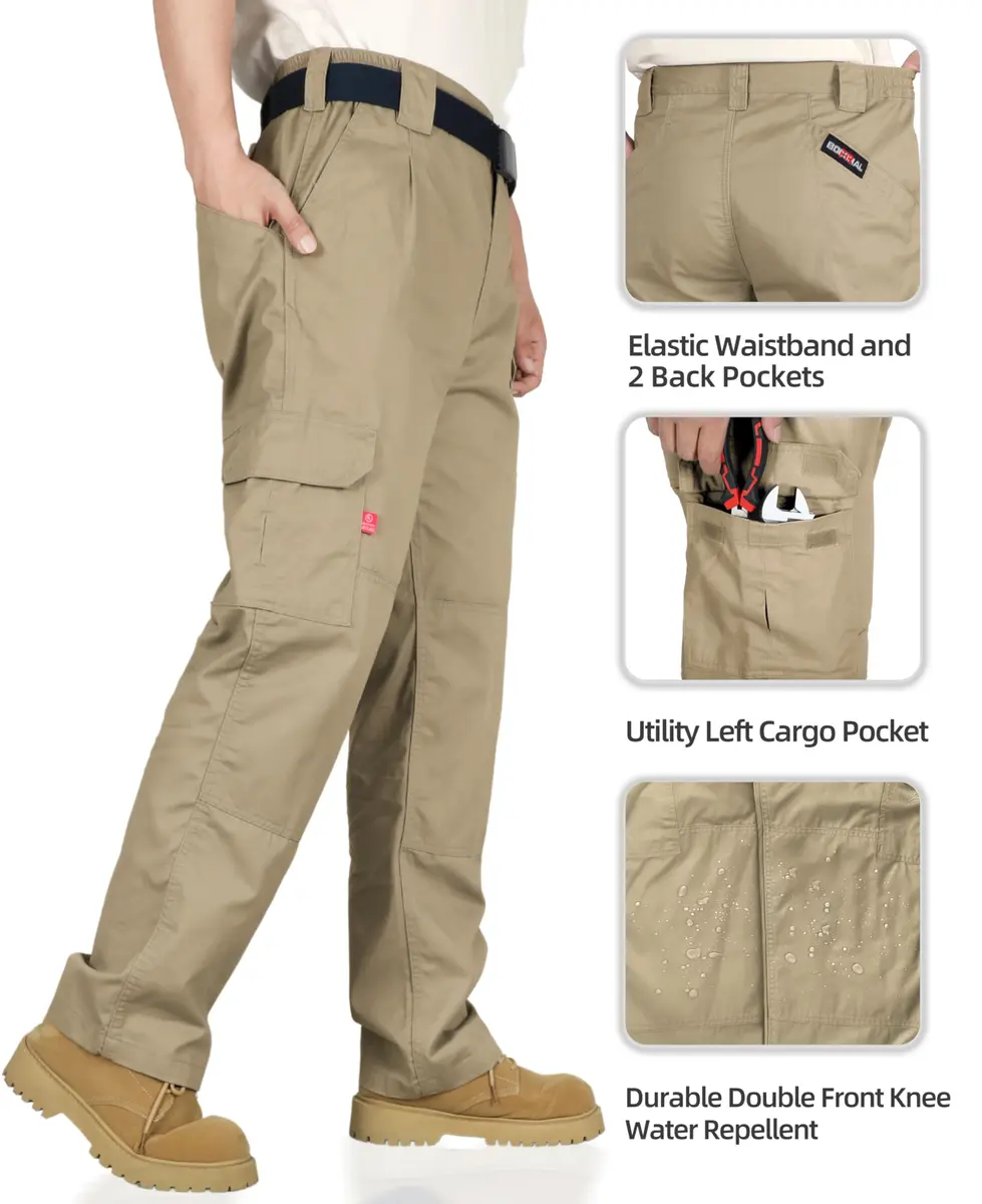 BOCOMAL Men's Flame Resistant Cargo Pants 32W x 32L | NFPA 2112 Certified, Water & Oil Resistant - view 3