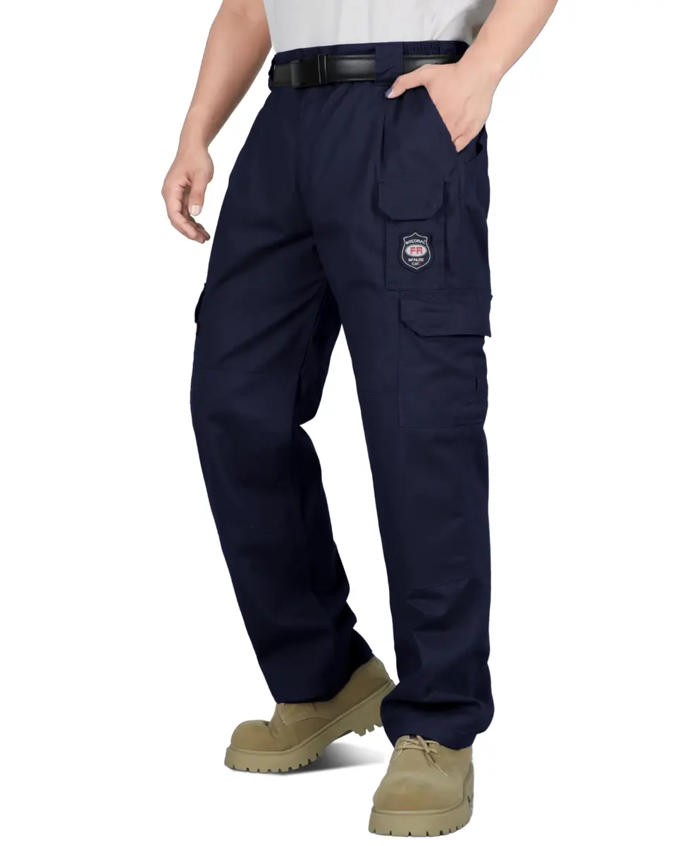 BOCOMAL Men's FR Cargo Pants 38W x 32L Navy | Flame Resistant Workwear with 7 Pockets - main product image
