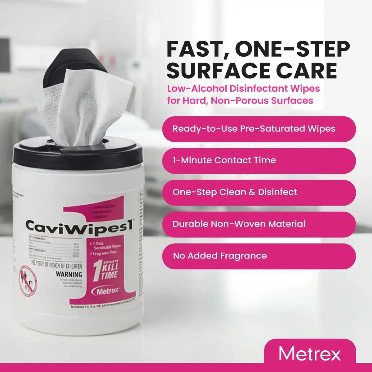 Metrex CaviWipes1 Disinfecting Wipes 160 Ct | 6"x6.75" Surface Disinfectant for Healthcare - view 2