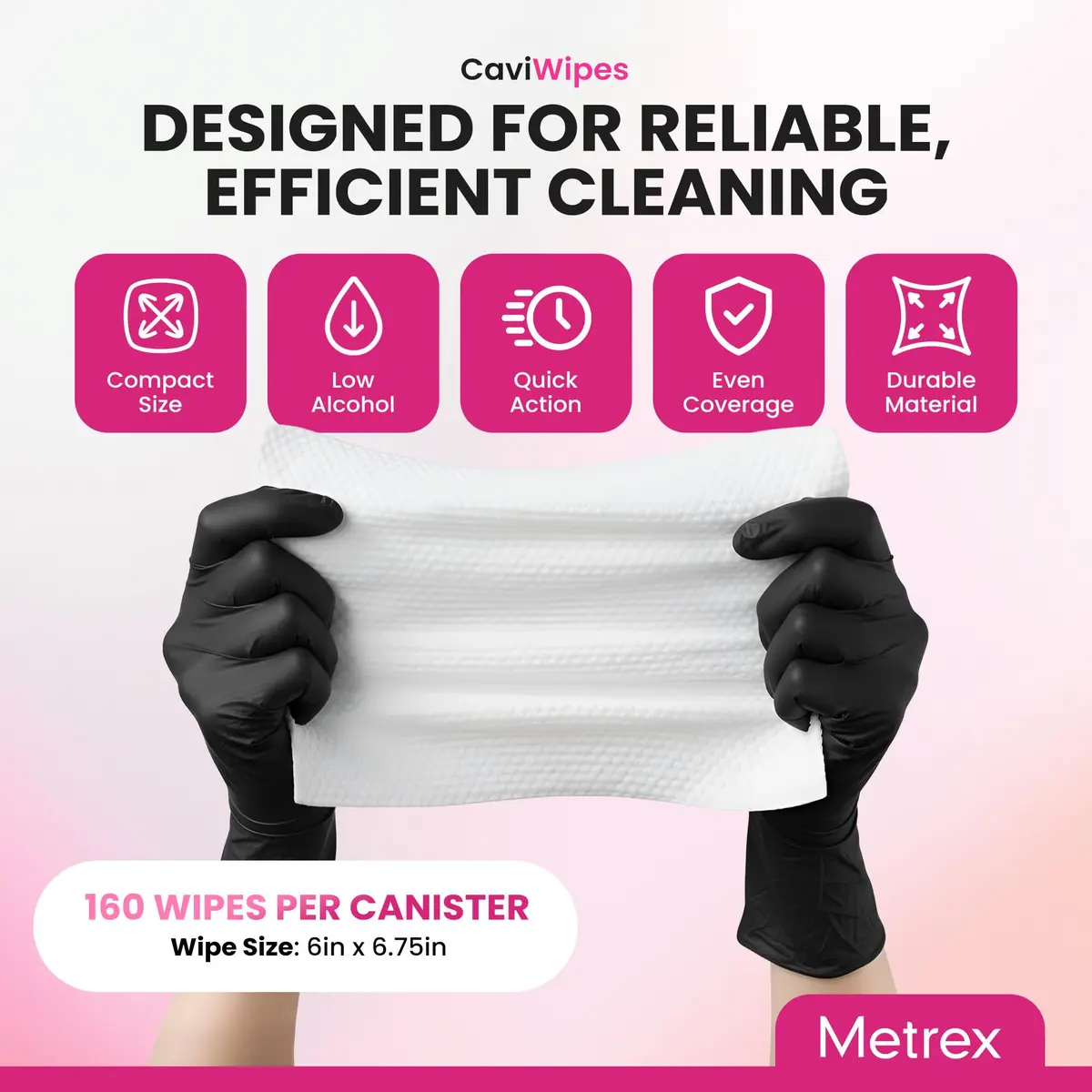 Metrex CaviWipes1 Disinfecting Wipes 160 Ct | 6"x6.75" Surface Disinfectant for Healthcare - view 3