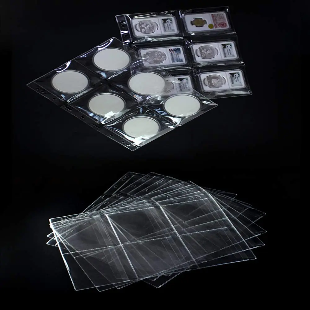 Jomevia Coin Sleeves coin pocket pages insert Sheets for Coin Stamp Currency Collection | 6 Pocket Coin Pages 10 Sheets PVC Transparent - view 5