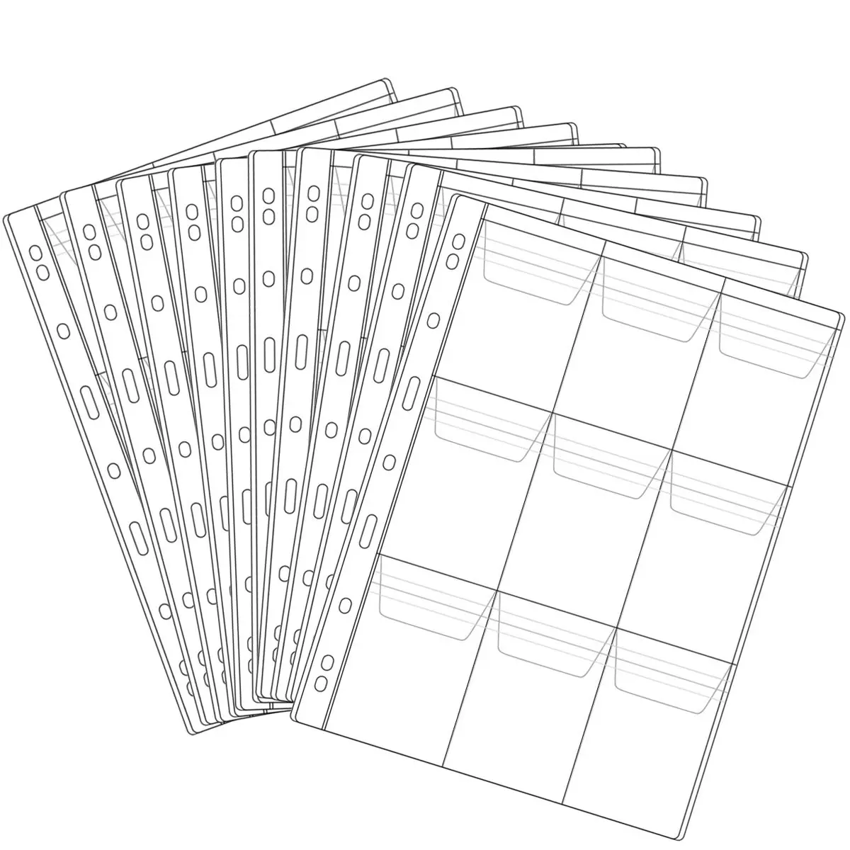 Jomevia 9 Pocket Coin Pages 10 Sheets | Coin & Stamp Storage with Flap & Loop (70-120 chars) - main product image