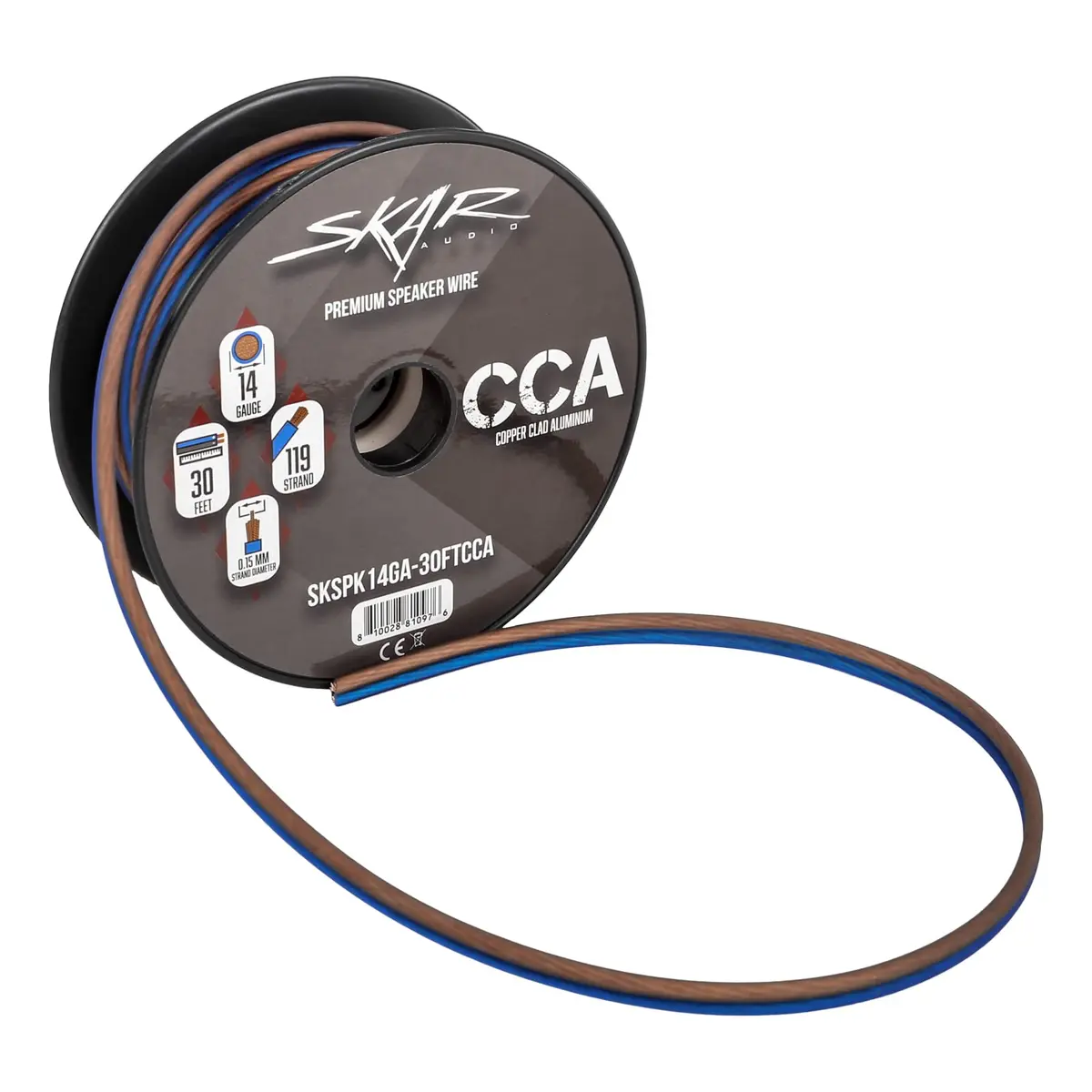 Skar Audio 14 Gauge AWG Audio Speaker Wire - 30 Feet (Blue/Brown) | High-Quality Copper Clad Aluminum - view 6