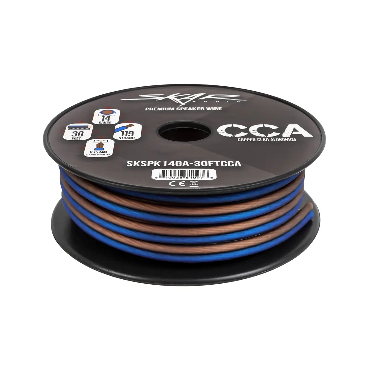 Skar Audio 14 Gauge AWG Audio Speaker Wire - 30 Feet (Blue/Brown) | High-Quality Copper Clad Aluminum - view 3