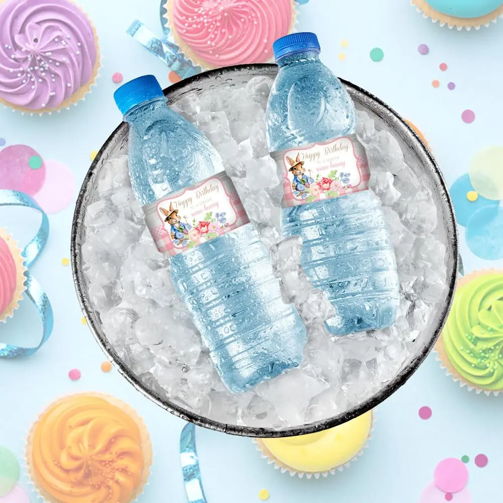 Amanda Creation You’re Some Bunny Special Little Rabbit Birthday Waterproof Water Bottle Sticker Wrappers (20 Labels, 8.5" x 1.75") | USA Imported Party Decor - view 6