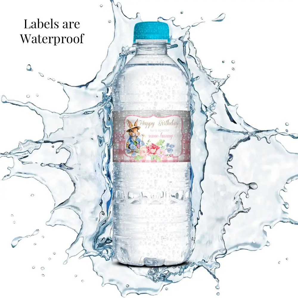Amanda Creation You’re Some Bunny Special Little Rabbit Birthday Waterproof Water Bottle Sticker Wrappers (20 Labels, 8.5" x 1.75") | USA Imported Party Decor - view 4