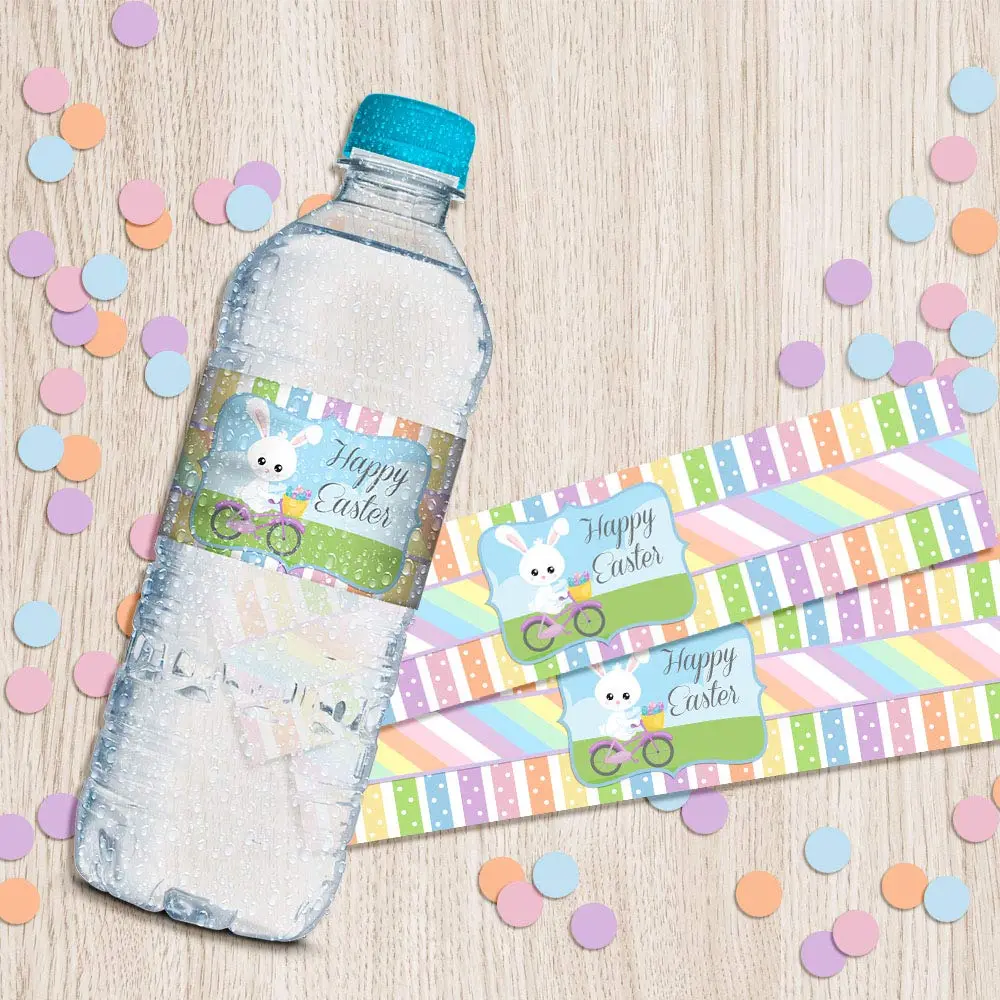 Amanda Creation Egg-celent Easter Water Bottle Wrappers 20 Pack 1.75"x8.5" | Waterproof Labels for Parties - view 6