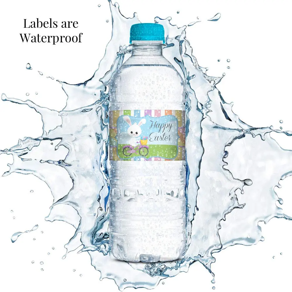 Amanda Creation Egg-celent Easter Water Bottle Wrappers 20 Pack 1.75"x8.5" | Waterproof Labels for Parties - view 3