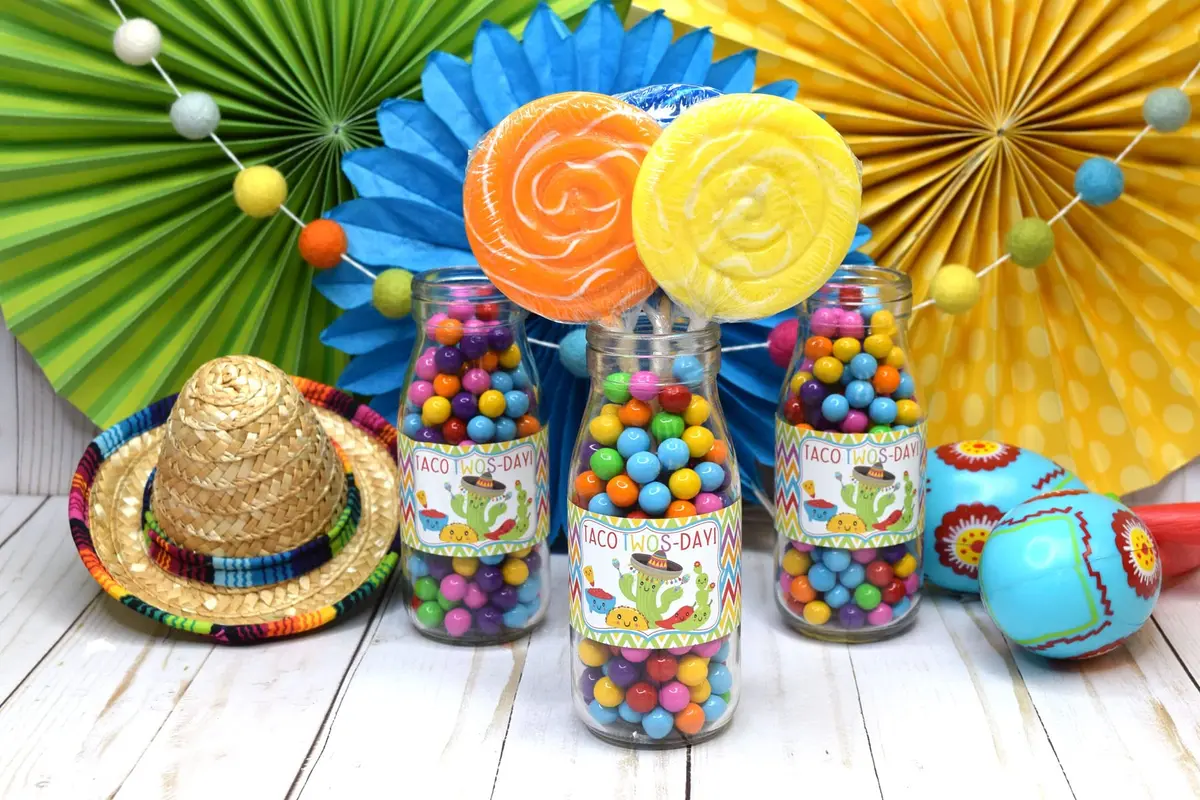 Amanda Creation Taco TWOS-Day Second Birthday Fiesta Party Waterproof Water Bottle Sticker Wrappers | 20 Labels, 1.75" x 8.5" - view 4