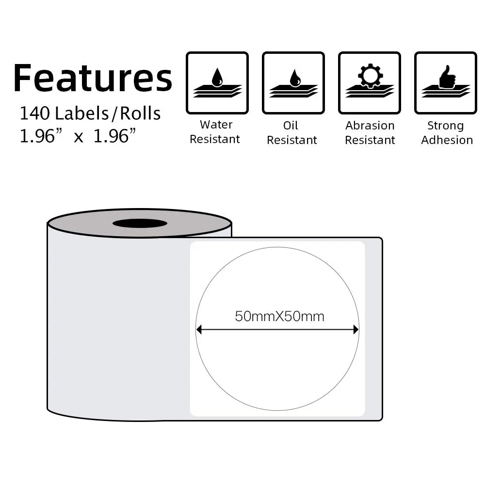 Phomemo Round Thermal Labels 1.96" | 140 PCS for M110/M100/M220/M108 - view 2