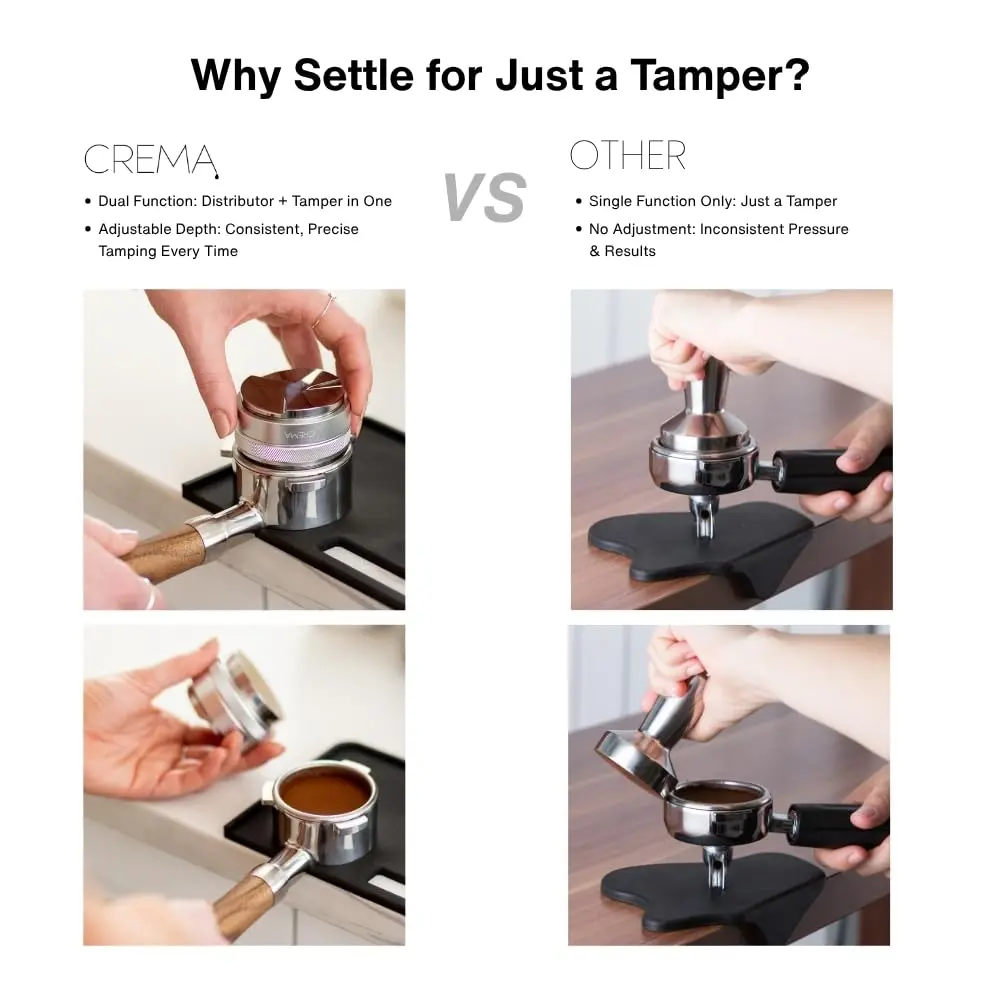 CREMA 51mm Coffee Distributor & Hand Tamper for Delonghi | Black | 1lb 3oz (595g) - view 5