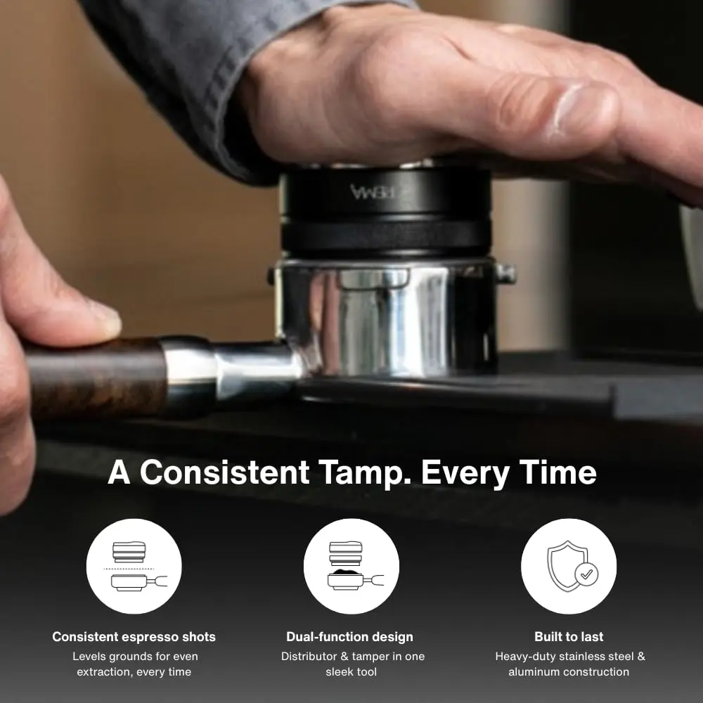 CREMA 51mm Coffee Distributor & Hand Tamper for Delonghi | Black | 1lb 3oz (595g) - view 3
