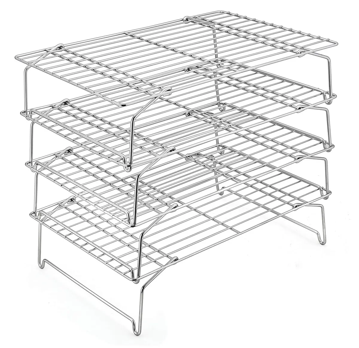 P&P CHEF 4-Tier Cooling Rack Set, Stainless Steel Stackable 15" x 10" | Durable & Rust-Free - main product image