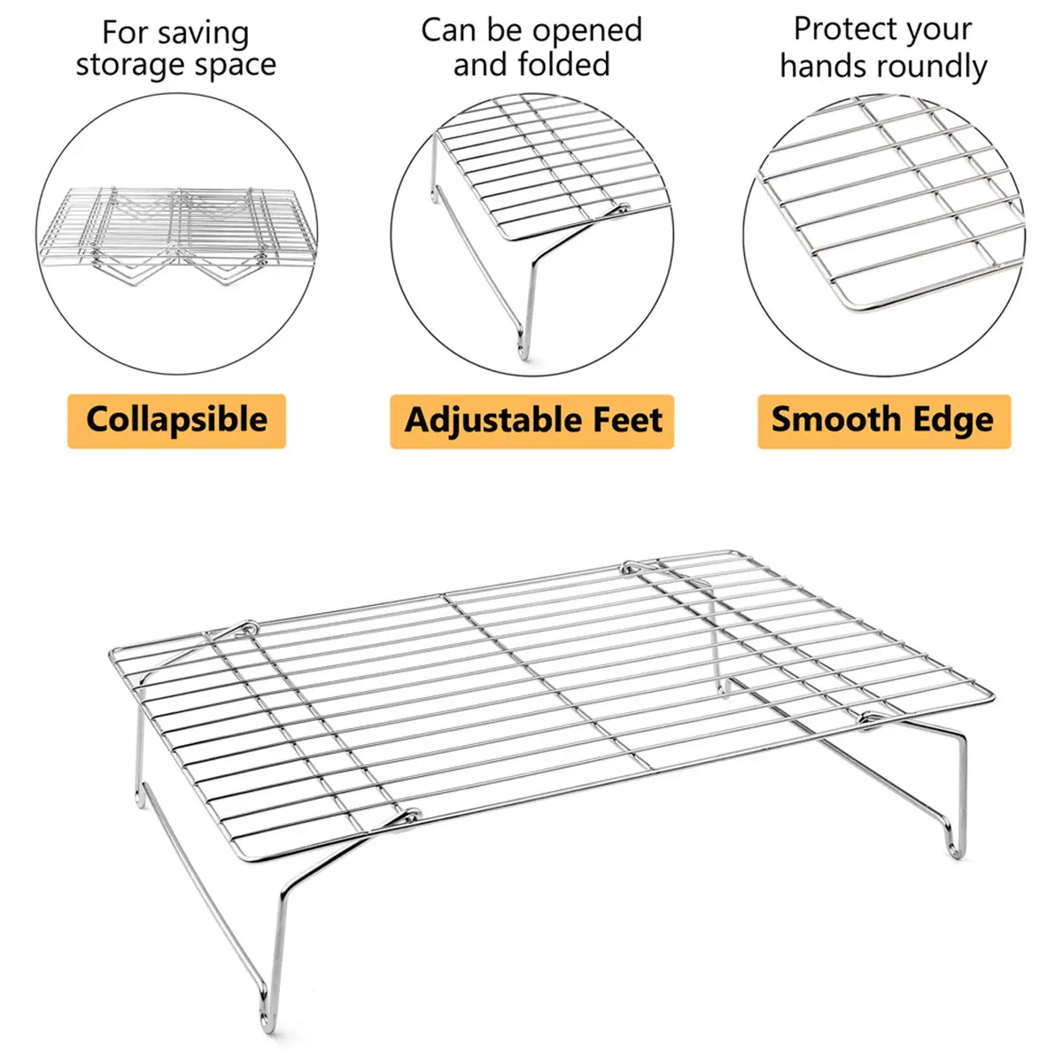P&P CHEF 4-Tier Cooling Rack Set, Stainless Steel Stackable 15" x 10" | Durable & Rust-Free - view 2