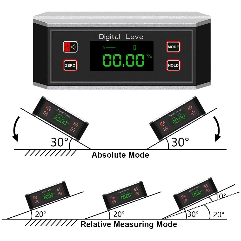eOUTIL Digital Protractor Inclinometer Angle Finder with Magnetic Base, 0.1° Accuracy, Black | Precision Bevel for Woodworking & Construction - view 5